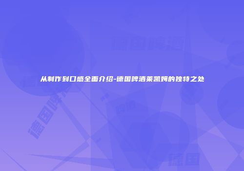 从制作到口感全面介绍-德国啤酒莱凯姆的独特之处