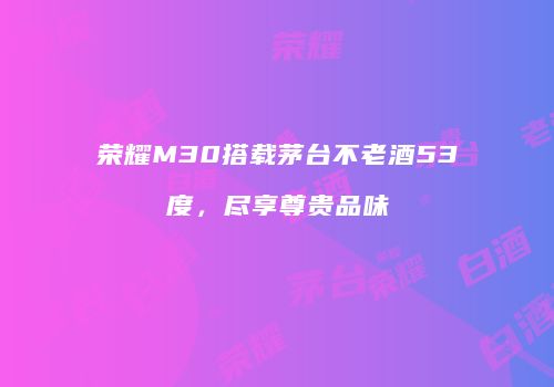 荣耀M30搭载茅台不老酒53度，尽享尊贵品味