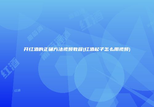 开红酒的正确方法视频教程(红酒起子怎么用视频)