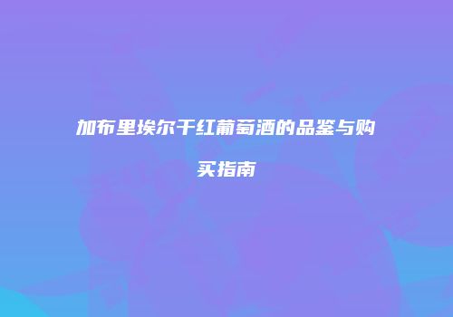 加布里埃尔干红葡萄酒的品鉴与购买指南