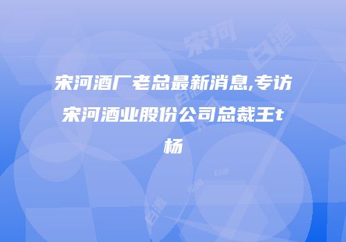 宋河酒厂老总最新消息,专访宋河酒业股份公司总裁王t杨