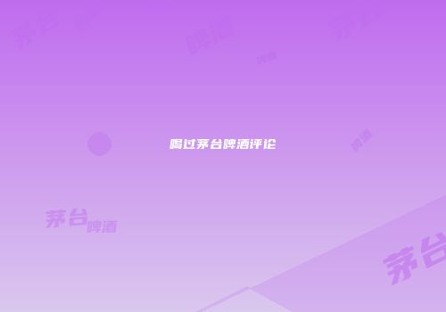 喝过茅台啤酒评论