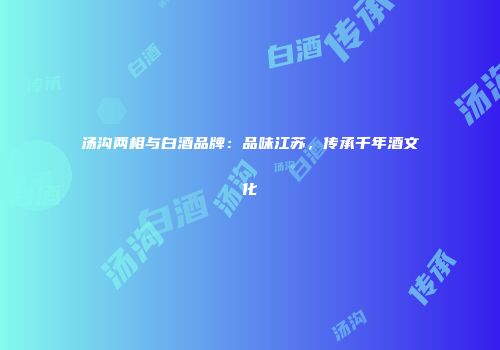 汤沟两相与白酒品牌：品味江苏，传承千年酒文化