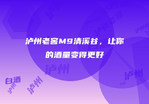 泸州老窖M9清溪谷，让你的酒量变得更好