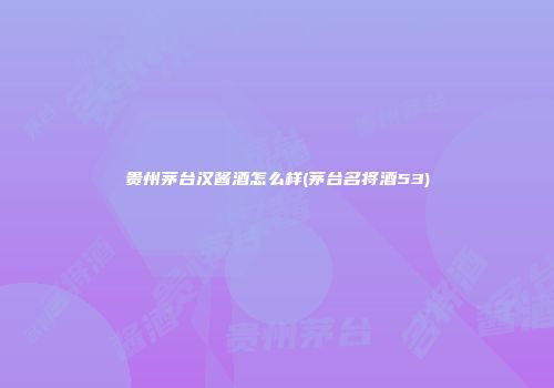 贵州茅台汉酱酒怎么样(茅台名将酒53)