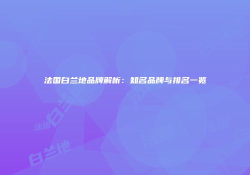 法国白兰地品牌解析：知名品牌与排名一览