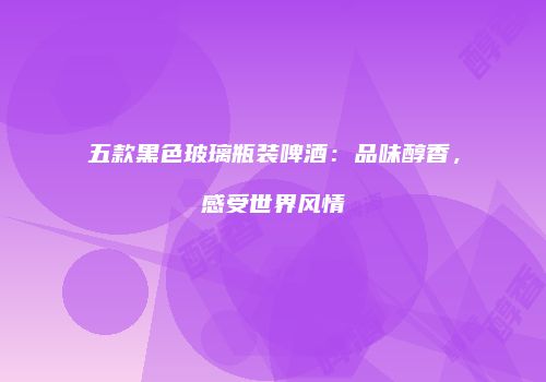 五款黑色玻璃瓶装啤酒：品味醇香，感受世界风情
