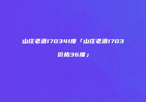 山庄老酒170341度「山庄老酒1703价格36度」