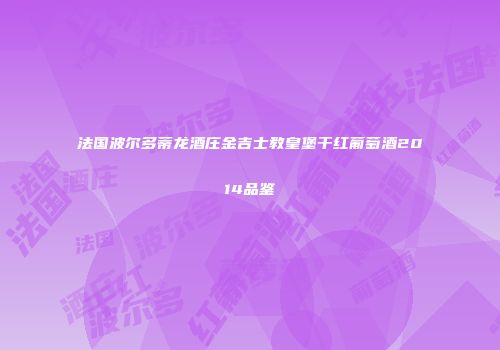 法国波尔多蒂龙酒庄金吉士教皇堡干红葡萄酒2014品鉴