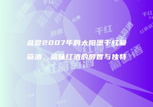 品尝2007年的太阳堡干红葡萄酒，品味红酒的醇香与独特