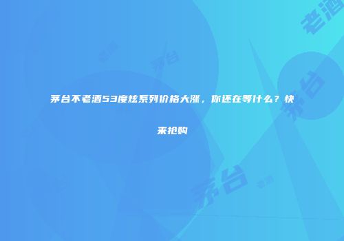 茅台不老酒53度炫系列价格大涨，你还在等什么？快来抢购
