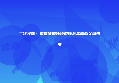二次发酵：塑造啤酒独特风味与品质的关键环节
