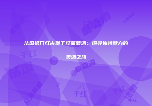 法国银门红古堡干红葡萄酒：探寻独特魅力的美酒之旅