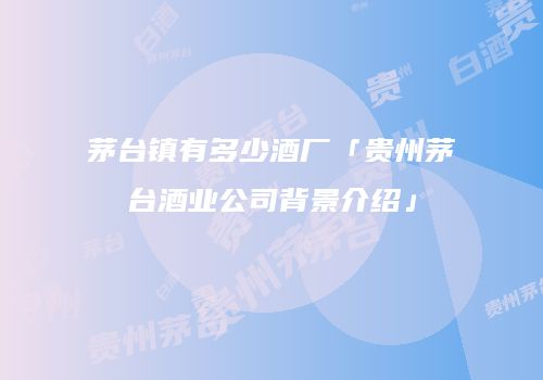 茅台镇有多少酒厂「贵州茅台酒业公司背景介绍」