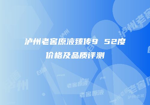 泸州老窖原液臻传9 52度价格及品质评测