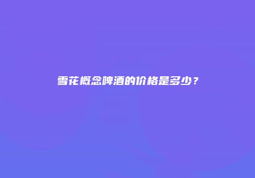 雪花概念啤酒的价格是多少？