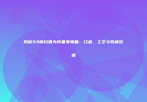 揭秘53度白酒为何备受青睐：口感、工艺与收藏价值