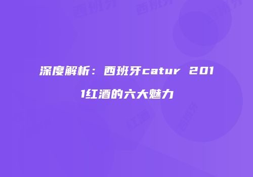 深度解析：西班牙catur 2011红酒的六大魅力