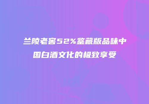 兰陵老窖52%鉴藏版品味中国白酒文化的极致享受