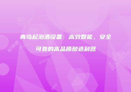 青岛起泡酒设备：高效智能，安全可靠的高品质酿造利器