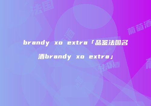 brandy xo extra「品鉴法国名酒brandy xo extra」