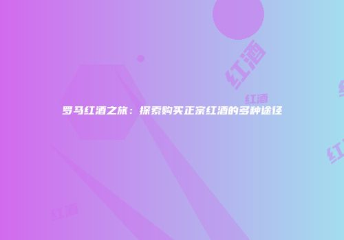 罗马红酒之旅：探索购买正宗红酒的多种途径