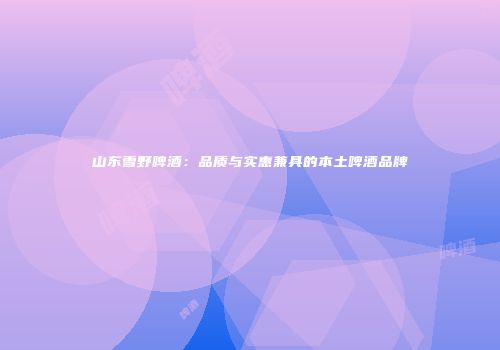 山东雪野啤酒：品质与实惠兼具的本土啤酒品牌
