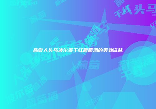 品尝人头马波尔多干红葡萄酒的美妙滋味
