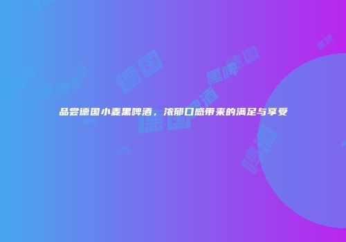 品尝德国小麦黑啤酒，浓郁口感带来的满足与享受