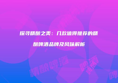 探寻精酿之美：几款值得推荐的精酿啤酒品牌及风味解析
