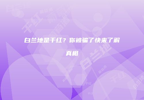 白兰地是干红？你被骗了快来了解真相