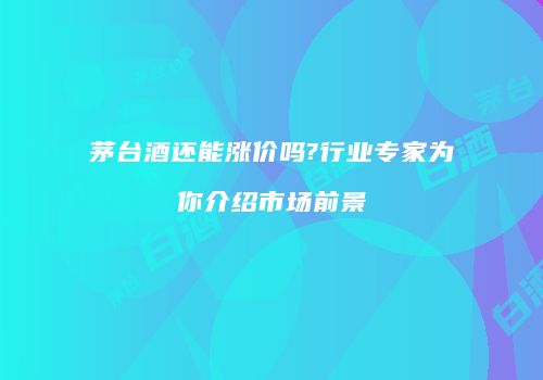 茅台酒还能涨价吗?行业专家为你介绍市场前景