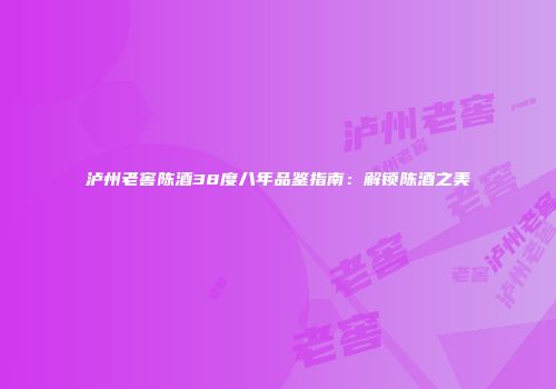 泸州老窖陈酒38度八年品鉴指南：解锁陈酒之美
