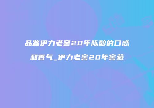 品鉴伊力老窖20年陈酿的口感和香气_伊力老窖20年窖藏