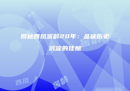 揭秘西凤窖龄20年：品味历史沉淀的佳酿