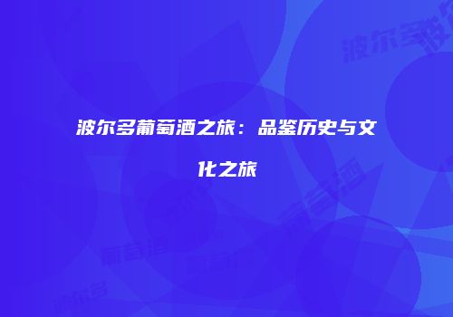 波尔多葡萄酒之旅：品鉴历史与文化之旅