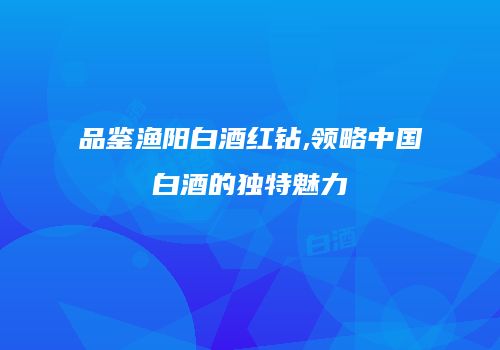 品鉴渔阳白酒红钻,领略中国白酒的独特魅力