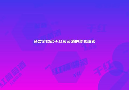 品尝索拉诺干红葡萄酒的美妙体验