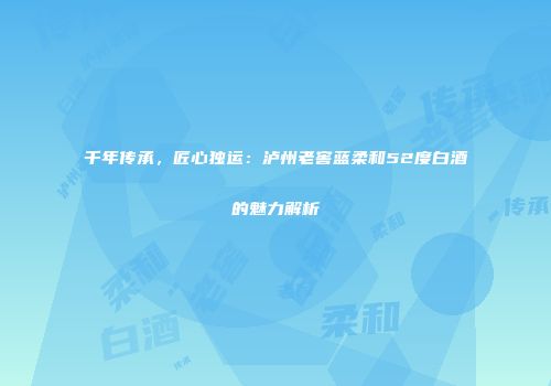 千年传承，匠心独运：泸州老窖蓝柔和52度白酒的魅力解析