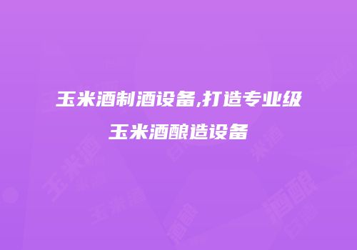 玉米酒制酒设备,打造专业级玉米酒酿造设备