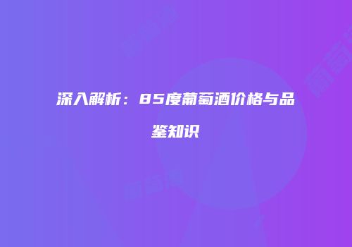 深入解析：85度葡萄酒价格与品鉴知识