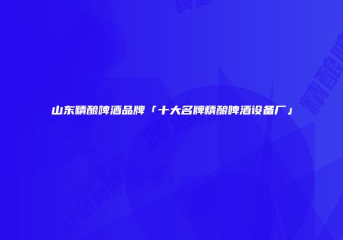 山东精酿啤酒品牌「十大名牌精酿啤酒设备厂」