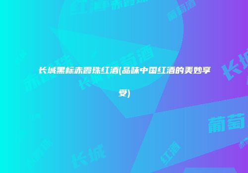 长城黑标赤霞珠红酒(品味中国红酒的美妙享受)