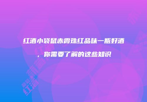 红酒小袋鼠赤霞珠红品味一瓶好酒，你需要了解的这些知识
