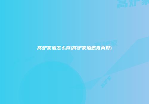 高炉家酒怎么样(高炉家酒感觉真好)