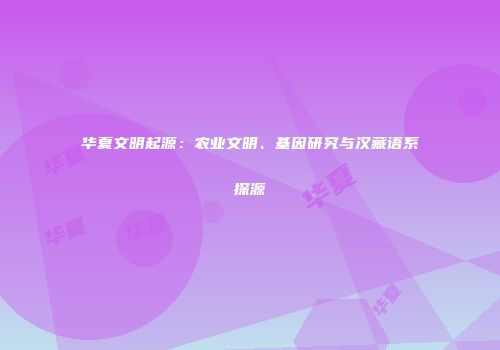 华夏文明起源：农业文明、基因研究与汉藏语系探源