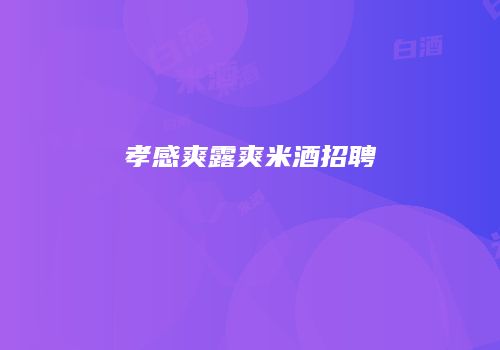孝感爽露爽米酒招聘
