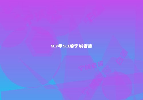 93年53度宁城老窖