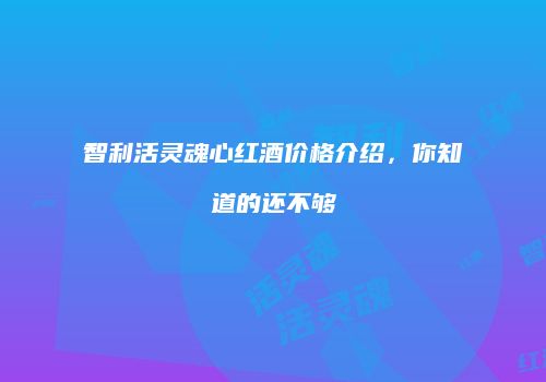 智利活灵魂心红酒价格介绍，你知道的还不够