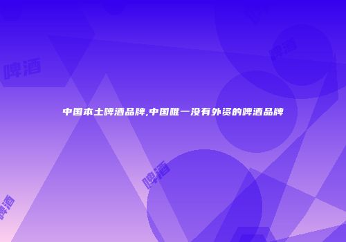 中国本土啤酒品牌,中国唯一没有外资的啤酒品牌